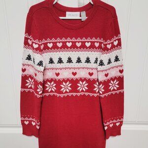 The Childrens Place Girls Size 7/8 Christmas Winter Holiday Sweater Dress Red